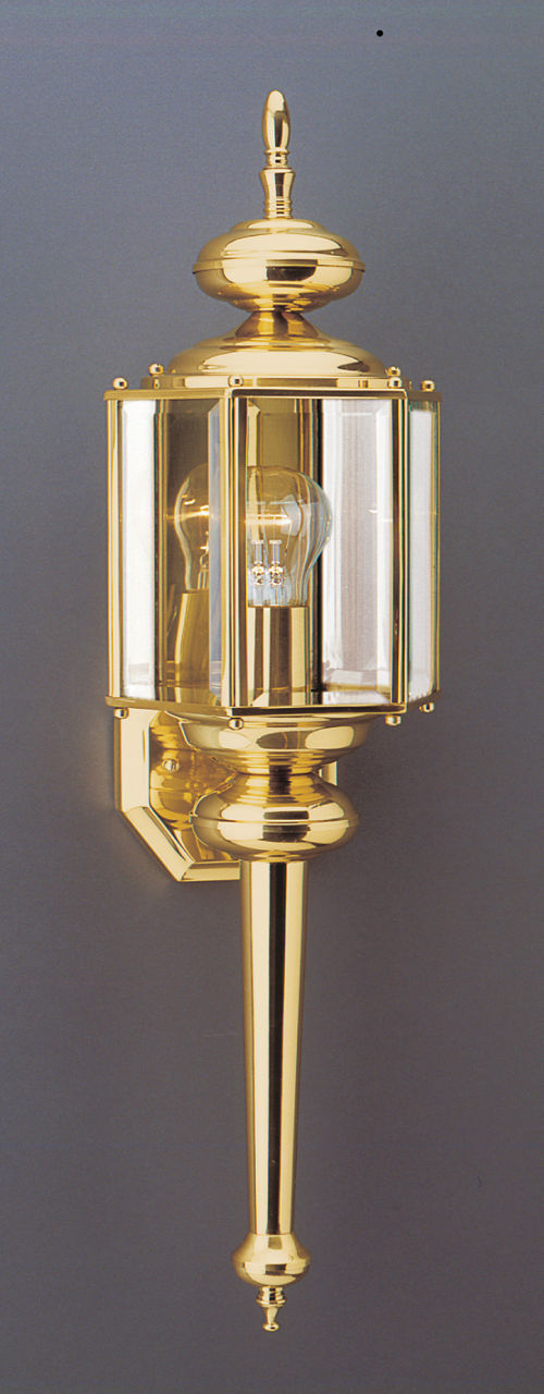 Classico One Light Large Outdoor Wall Lantern Polished Brass Clear Bulbs Inc